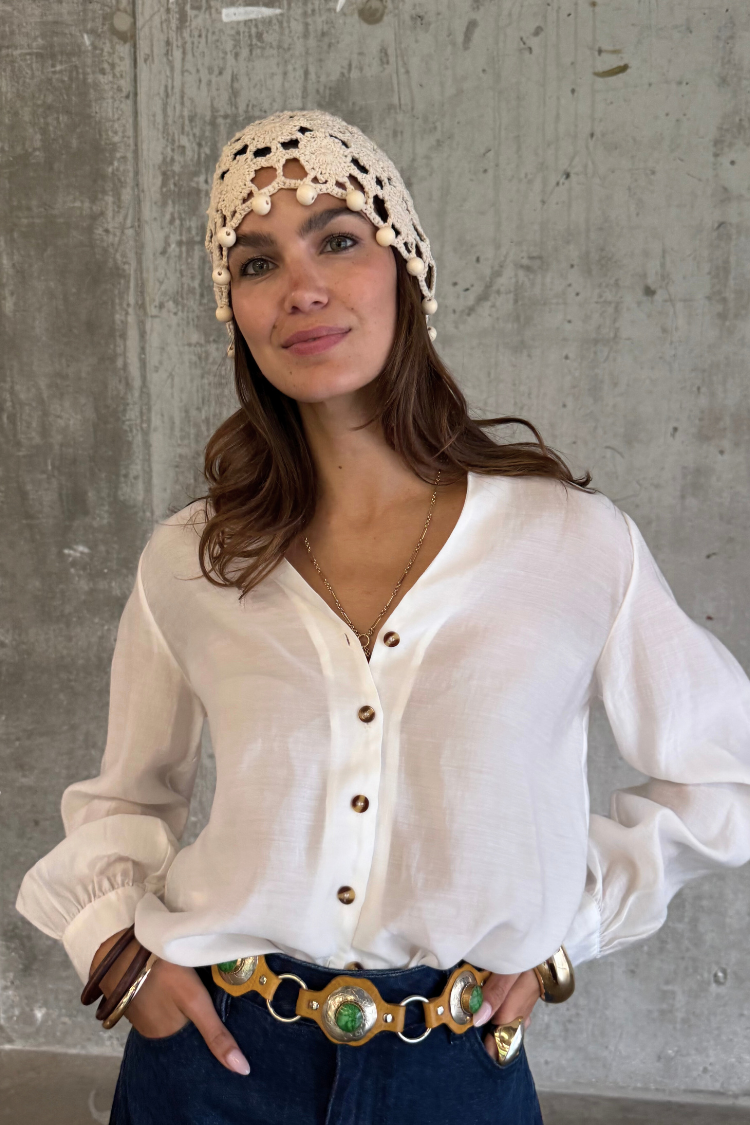 Cream Crochet Beanie