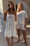 Cream Embroidered Slip Dress