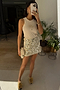 Cream Beaded Mirror Skirt