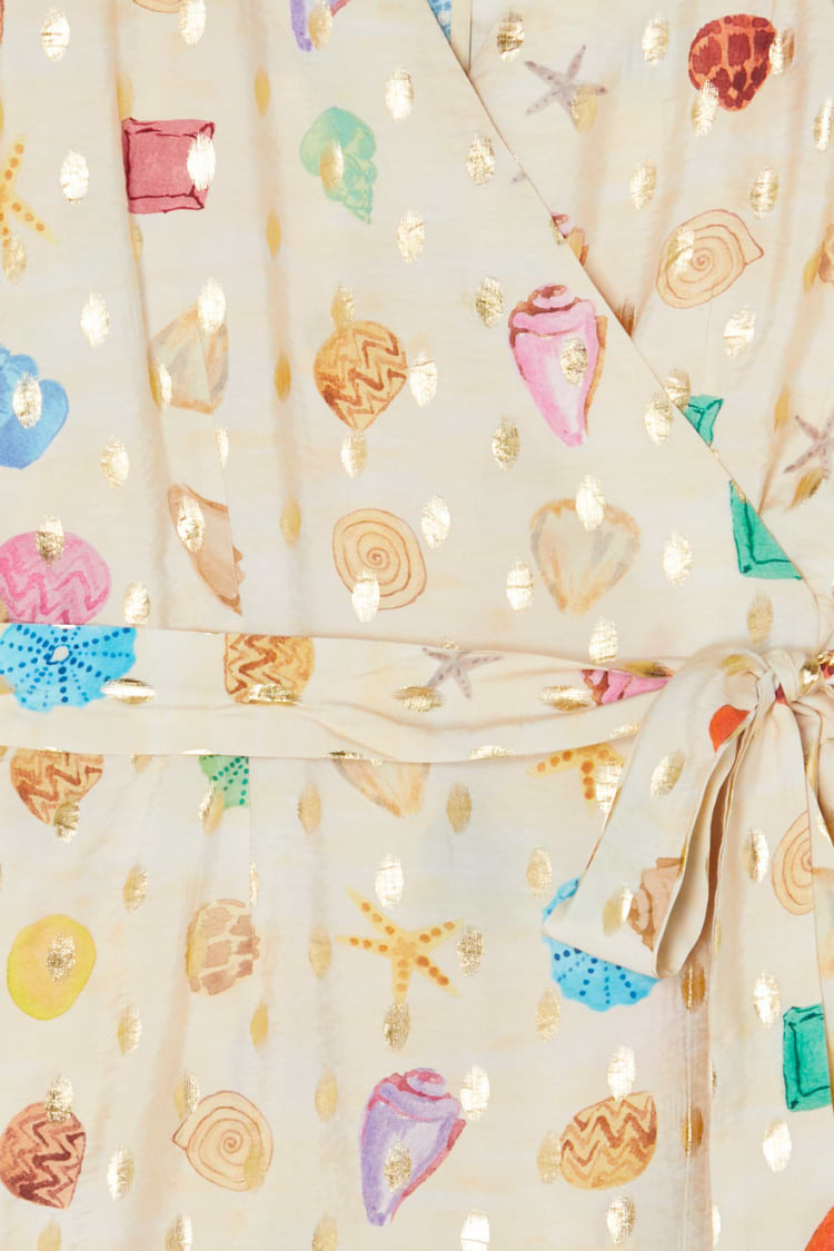Cream Shell Mini Wrap Dress