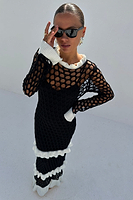 Thumbnail for caption_Model wears Mono Crochet Chloe Dress  in size S