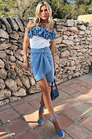 Thumbnail for Model wearing Denim Mini Jaspre Skirt