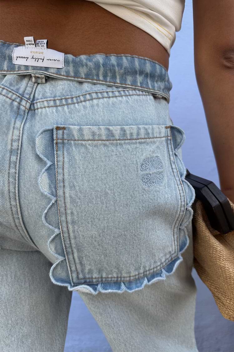 Blue Scallop Detail Jeans Petite