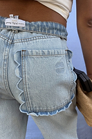 Thumbnail for Blue Scallop Detail Jeans Petite