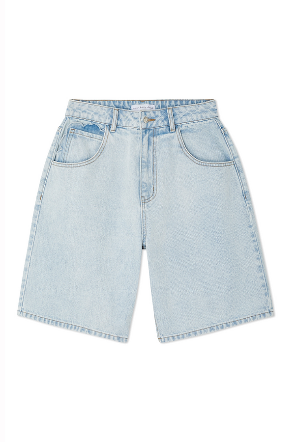 Scalloped denim shorts outlet