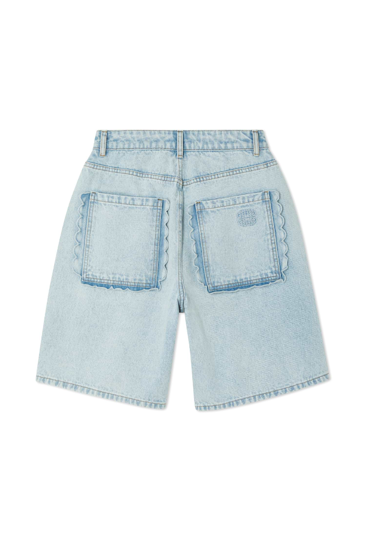 Denim Scallop Pocket Long Shorts