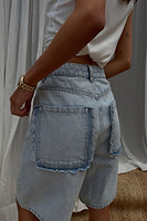 Thumbnail for Denim Scallop Pocket Long Shorts