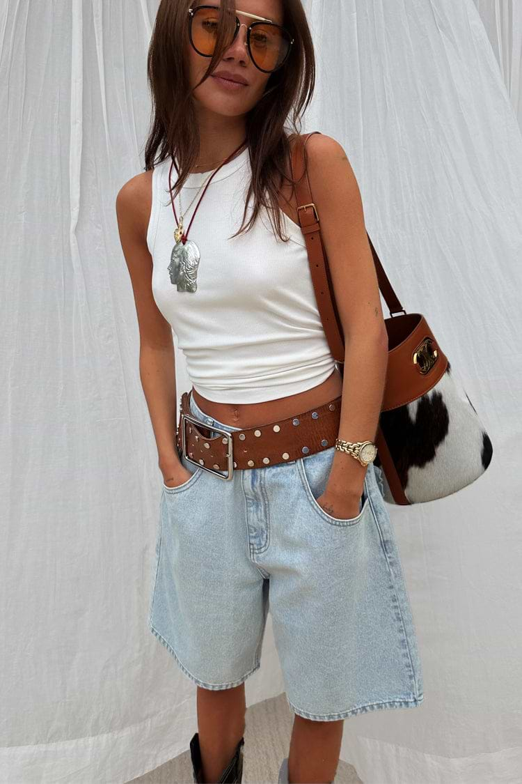 Denim shorts with long pockets best sale