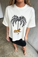 Thumbnail for caption_Model wears Cream Desert Paradise T-Shirt  in UK size 10/ US 6
