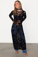Thumbnail for caption_Model wears Black Swallow Romance Soho Dress in UK size 10/ US 6