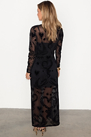 Thumbnail for caption_Model wears Black Swallow Romance Soho Dress in UK size 10/ US 6