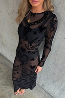Thumbnail for caption_Model wears Black Swallow Romance Soho Dress in UK size 10/ US 6