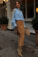 Thumbnail for caption_Model wears Pastel Blue Elinor Blouse in UK size 6/ US 2
