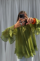 Thumbnail for caption_Model wears Olive Elinor Blouse in UK size 10/ US 6