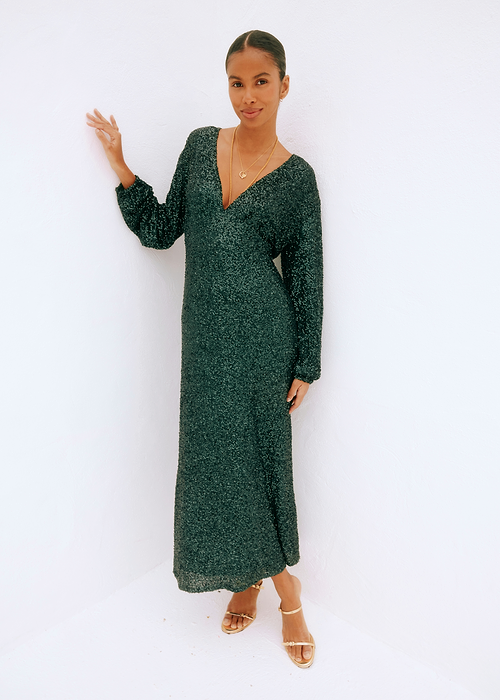 Emerald Sequin Emma Dress