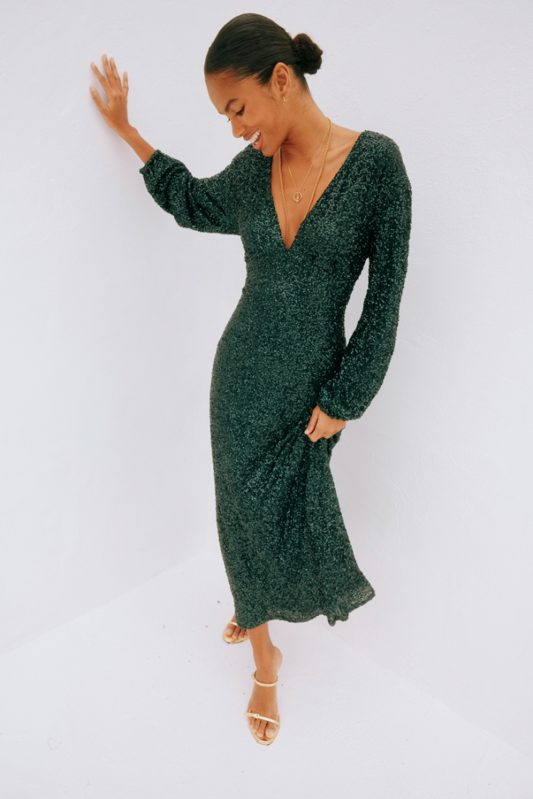 Emerald Sequin Emma Dress