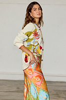 Thumbnail for caption_Model wears Multi Enchanted Cardigan in size M