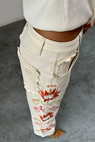 Thumbnail for caption_Model wears Ecru Enchanted Cut Work Scallop Jeans in UK size 8/ US 4