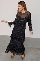 Thumbnail for caption_Model wears Black Star Mesh Felicity Dress in UK size 8/ US 4