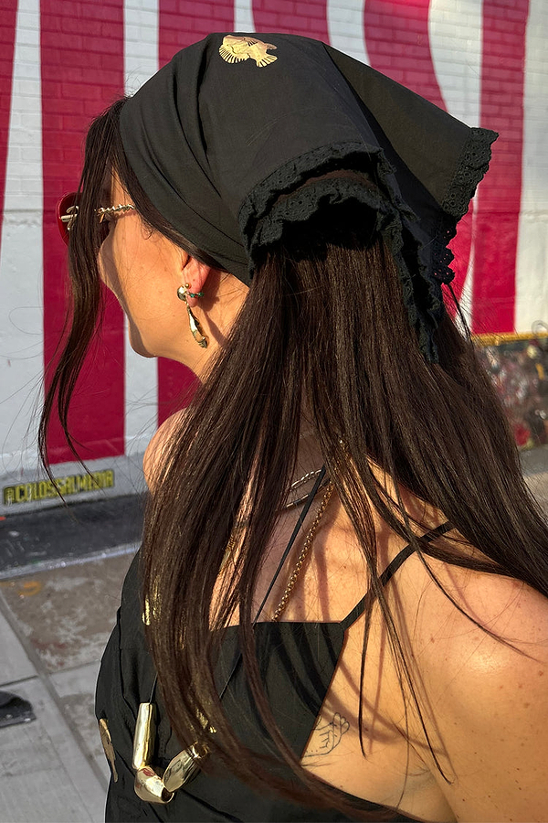 Black Bandana With Gold Fish