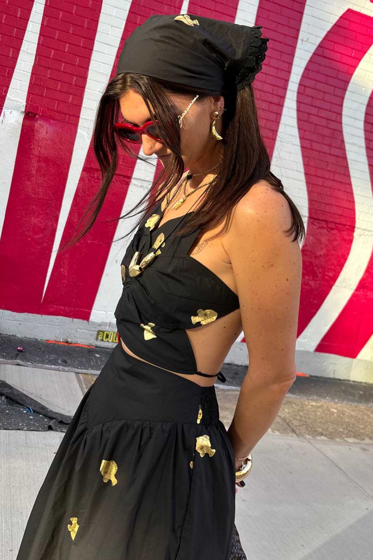 Black Bandana With Gold Fish