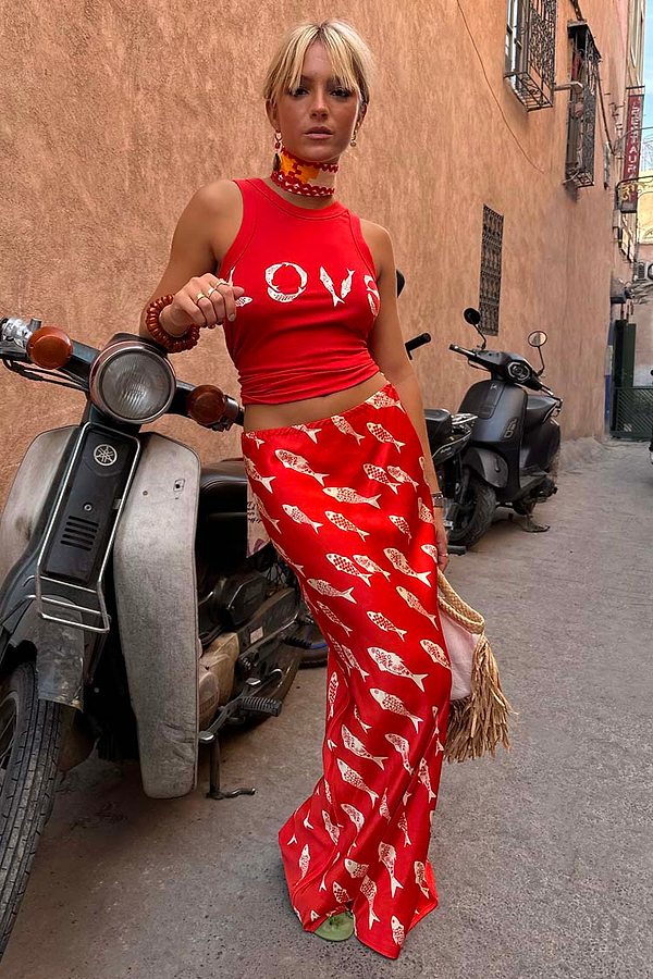 Red Marina Dorris Skirt