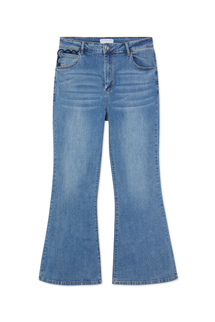 Denim Flare Scallop Jean