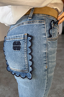 Thumbnail for Denim Flare Scallop Jean Petite