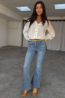 Thumbnail for Denim Flare Scallop Jean Petite