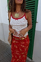 Floral Pointelle Red Lace Vest