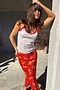 Red Floral Midi Skirt