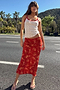 Red Floral Midi Skirt