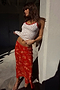 Red Floral Midi Skirt