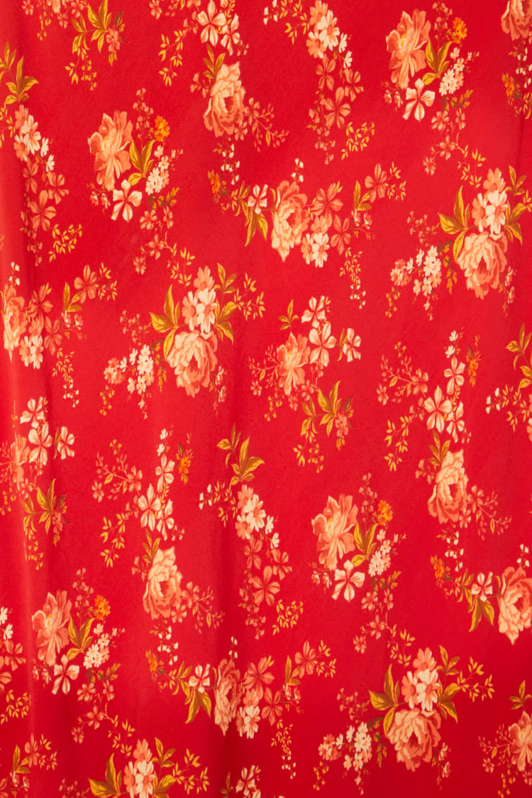 Red Floral Halter Dress