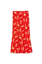 Red Floral Midi Skirt