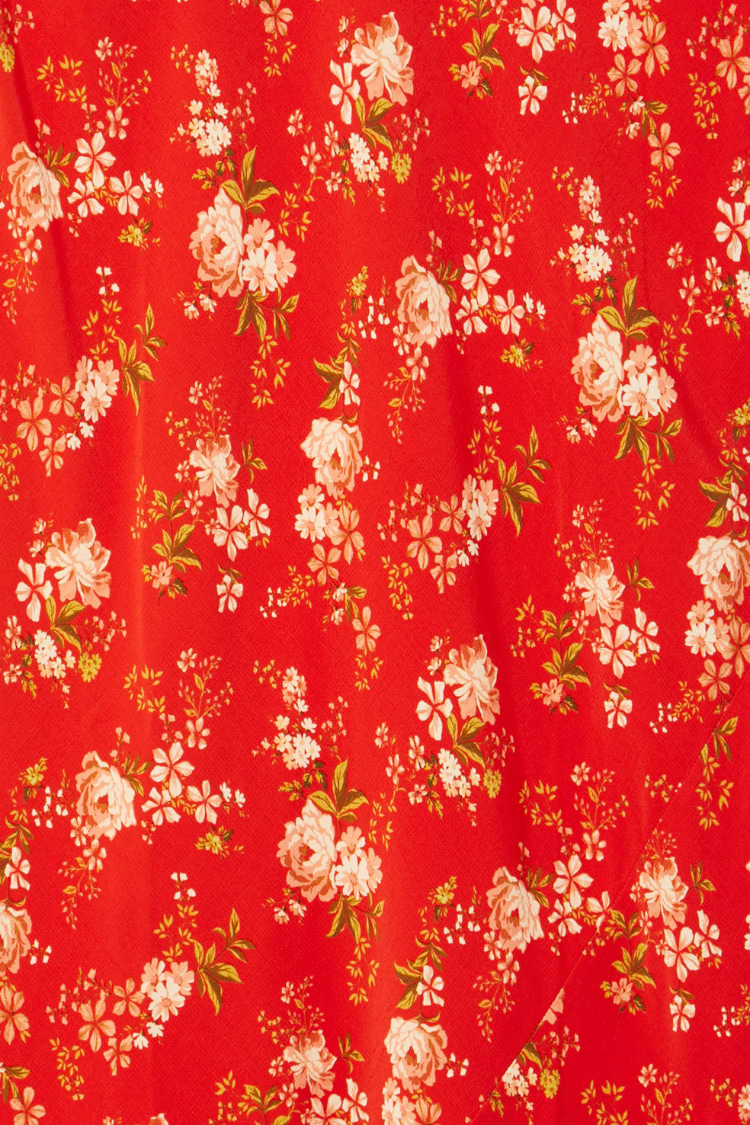 Red Floral Midi Skirt