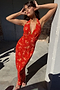 Red Floral Halter Dress
