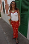 Red Floral Midi Skirt