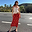 Red Floral Midi Skirt