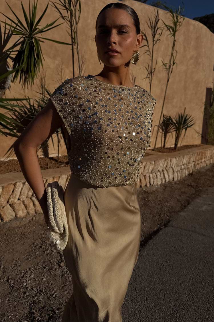 Gold Sequin Elodie Dress