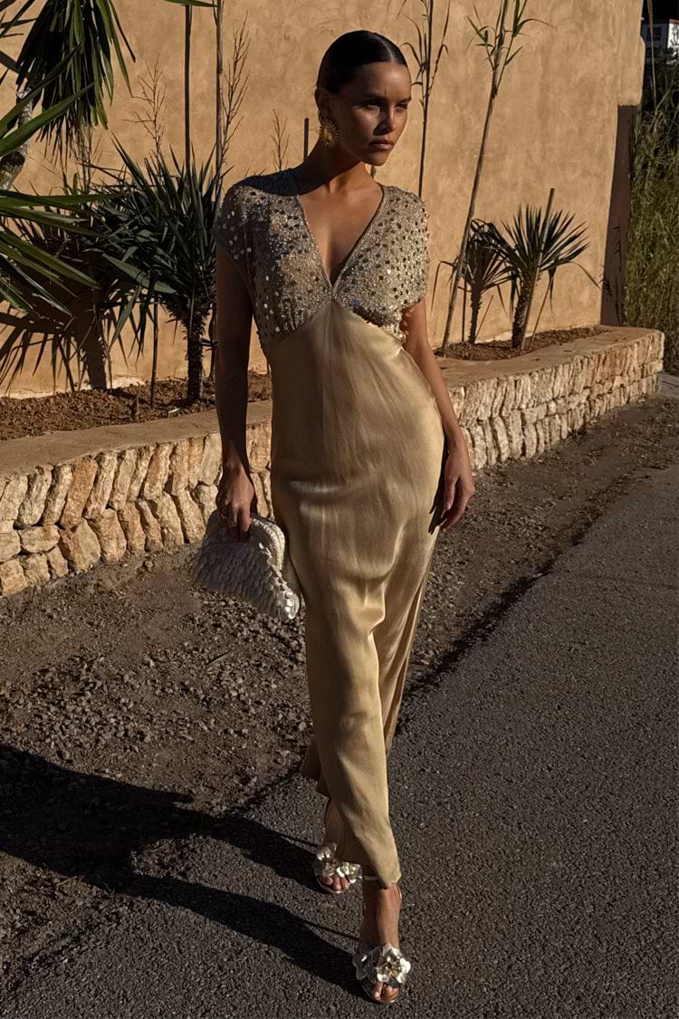 Gold Sequin Elodie Dress