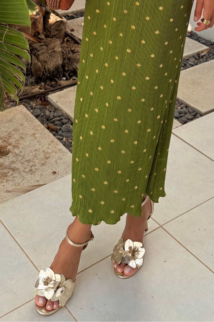 Gold Metallic Flower Heel