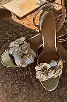 Thumbnail for Gold Metallic Flower Heel