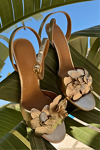 Thumbnail for Gold Metallic Flower Heel