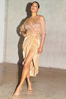 Thumbnail for model wearing Gold Plisse Jaspre Skirt