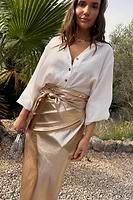 Thumbnail for Gold Vegan Leather Jaspre Skirt
