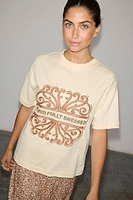 Thumbnail for caption_Model wears Cream Beaded Logo T-shirt in size M