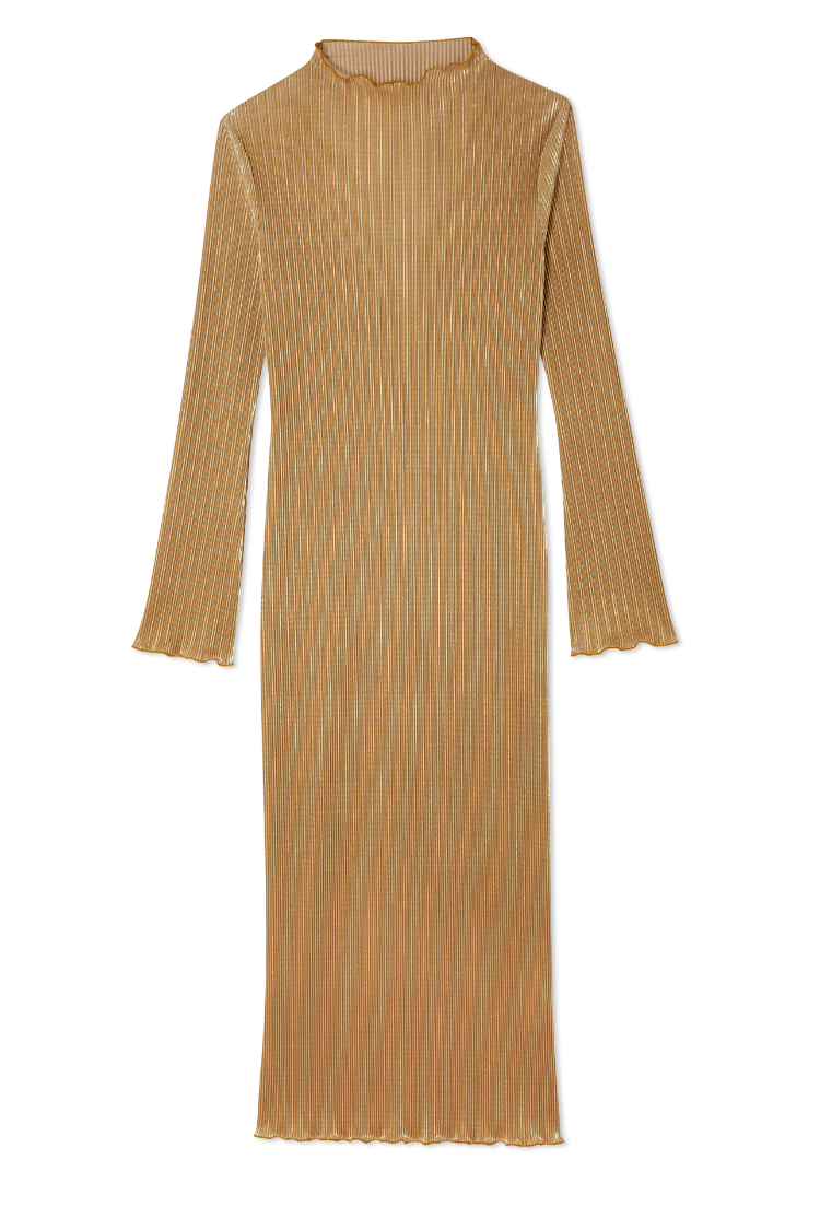 Gold Plisse Sophia Dress