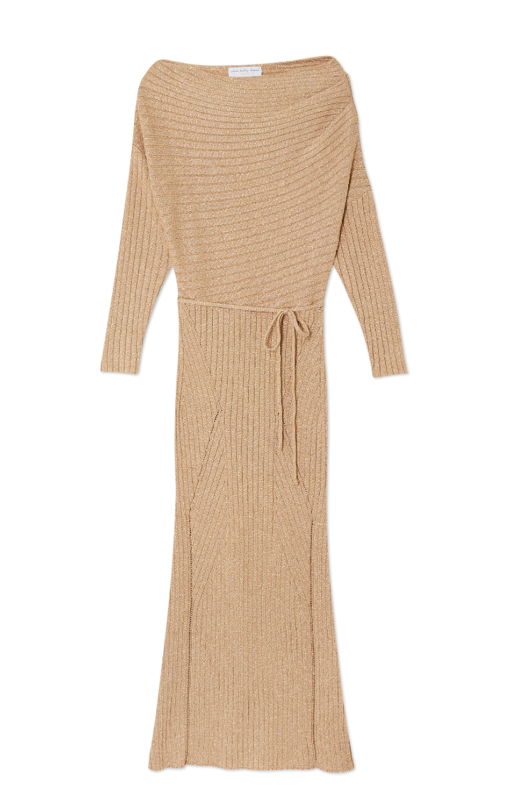 Gold Rib Knit Tilly Dress