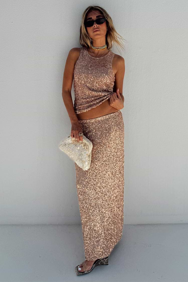 Gold Sequin Dorris Skirt